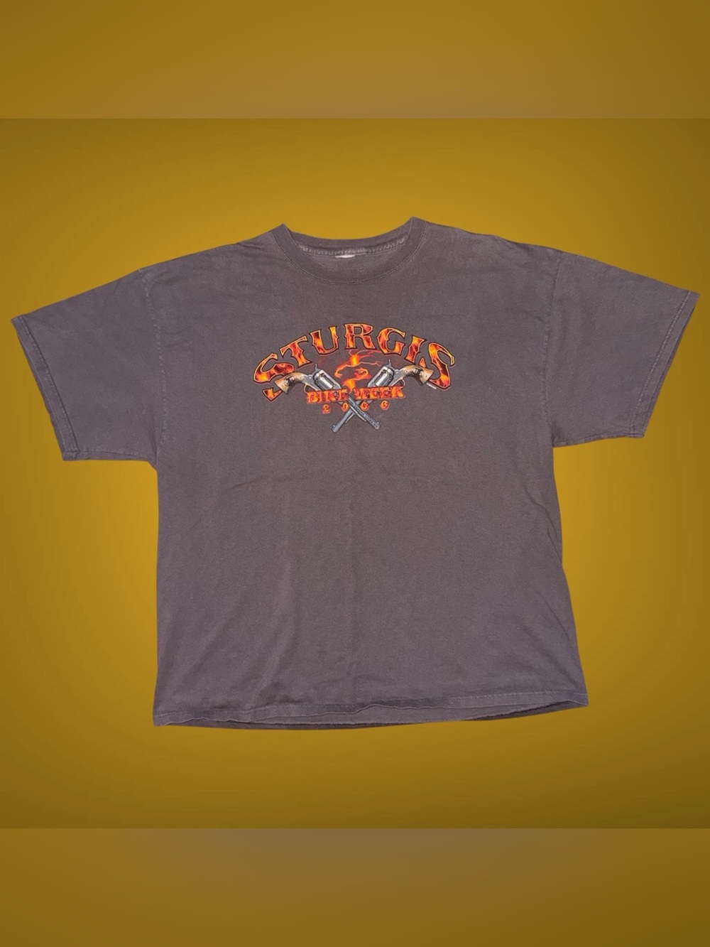 Vintage Y2K 2006 Sturgis Bike Week Graphic Flaming TShirt Charcoal Grey Men’s XL